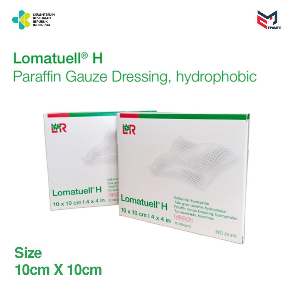 Lomatuell H Kasa Pembalut Steril Antibiotik 10x10 Cm Box 10 Pcs Hydrophobic Kasa Penutup Luka lohman