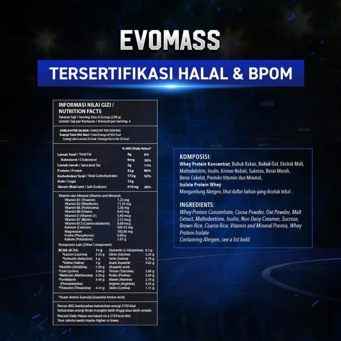 Muskel- Evolene Evomass Mass Gainer Bpom Halal Evo Mass Susu Bulking Penambah Berat Badan