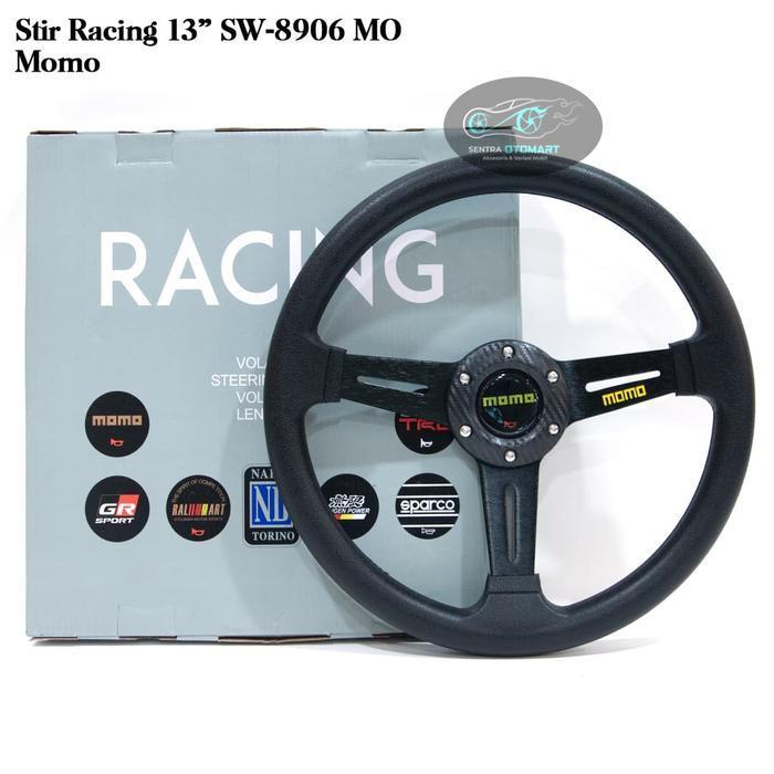 Steer Setir Stir Racing Mobil 13 Inch Import Hitam Embose Sparco / Momo / Trd / Mugen / Gr / Ralli A