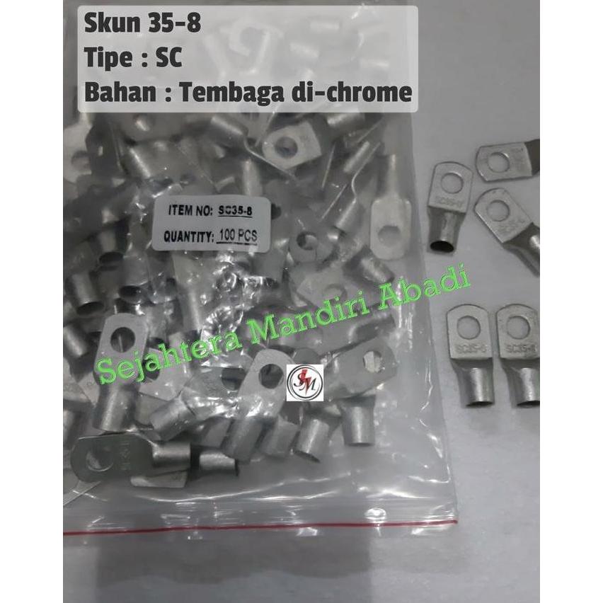 Ready Skun Kabel 35mm Lubang Baut 8mm Tipe SC Tembaga Chrome
