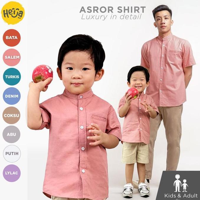 DV193 - KEMEJA KOKO ANAK Lengan Pendek-Warna PINK SALEM PEACH - ASROR SHIRT