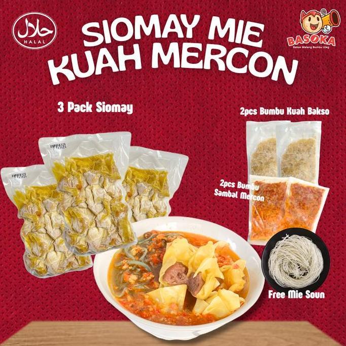 Siomay Bakso Sapi Kuah Mercon Bonus Mie Soun Khas Malang  Frozen Instan