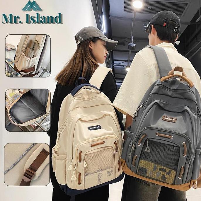 Mr. Island kapasitas besar tas ransel pria tahan air tas sekolah wanita kapasitas besar tas travel