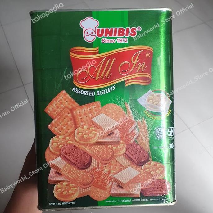 Unibis All In Assorted Biscuit Aneka Biskuit Kaleng Segi 600Gr
