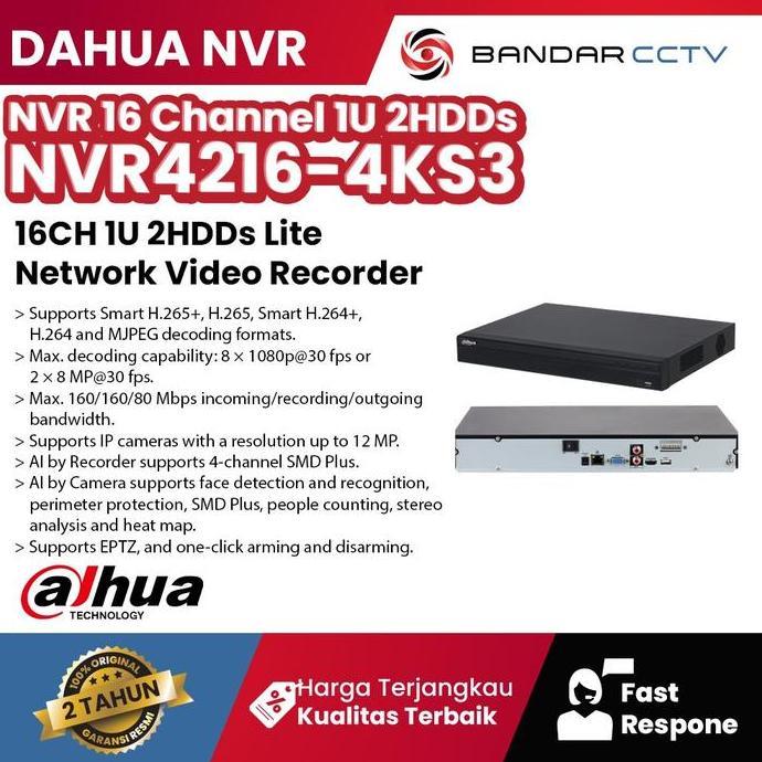 HARGA DISC - DAHUA NVR4216-4KS3 NVR 16 CHANNEL