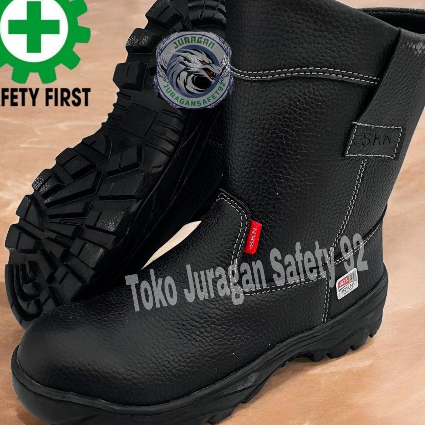 Sepatu Safety Sol Karet Anti Slip Mekanik Pabrik Proyek King Kulit Skn Shoes Septy Pria Wanita Skn