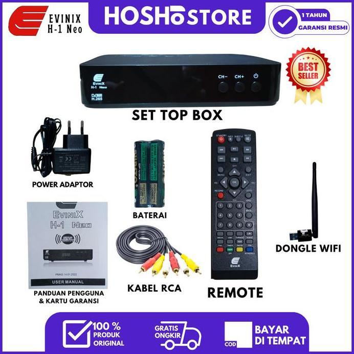 STB TV Digital EVINIX H1 Neo DVB-T2 | Full HD HDMI USB PVR EWS Garansi Resmi Murah Terbaik