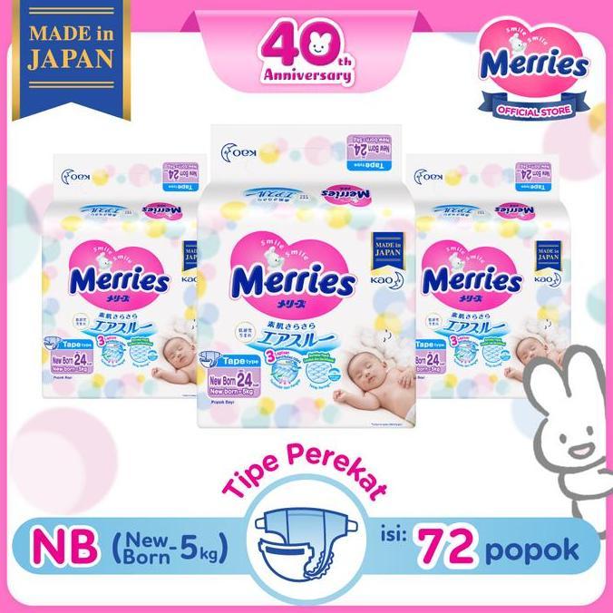 Merries Premium NB24 Triplepack - Popok Bayi Perekat (New Born-5)kg