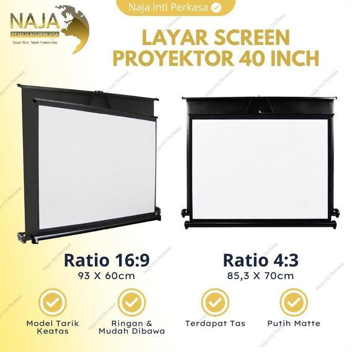 Layar Proyektor Lipat 40 Inch | Table Screen Projector Portable 40"