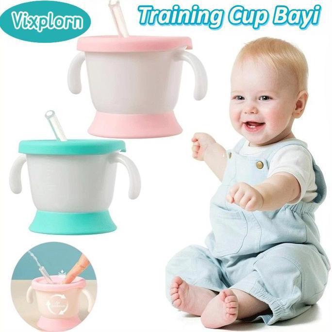 Training Cup Bayi Straw Training Mug Gelas Minum Bayi Silikon Sippy Cup Anti Tumpah Gelas Susu Anak 