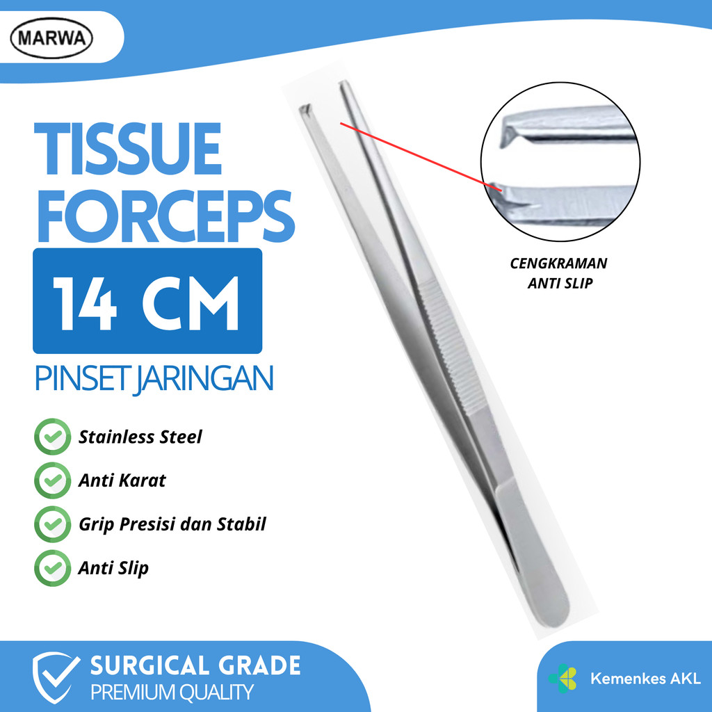 Pinset Jaringan Tissue Forceps 14 cm Stainless | Chirugis | Cirugis | Surgical Bedah Forceps