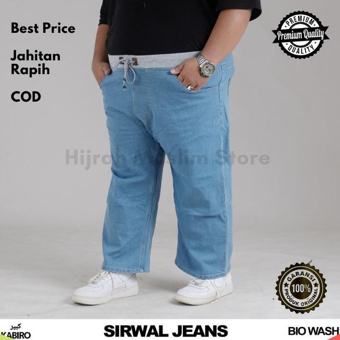 Celana Sirwal Jeans Denim Size Besar JUMBO 3XL - 6XL Bigsize Pria Dewasa Cingkrang bahan
