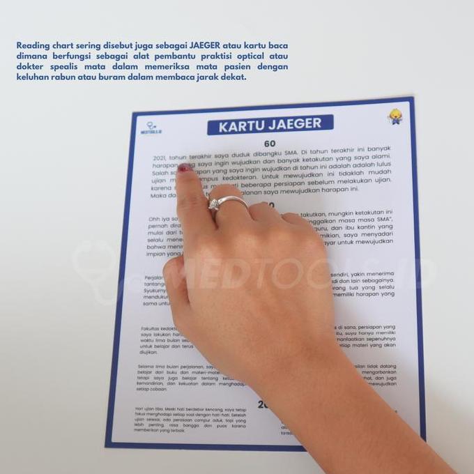 MEDTOOLS Kartu Baca / Reading Chart Periksa Mata /  Kartu Jaeger