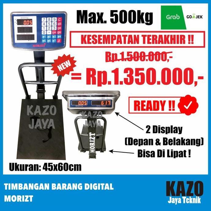 Murah.. Timbangan Barang Digital 500Kg / Timbangan Duduk / Lantai - Morizt