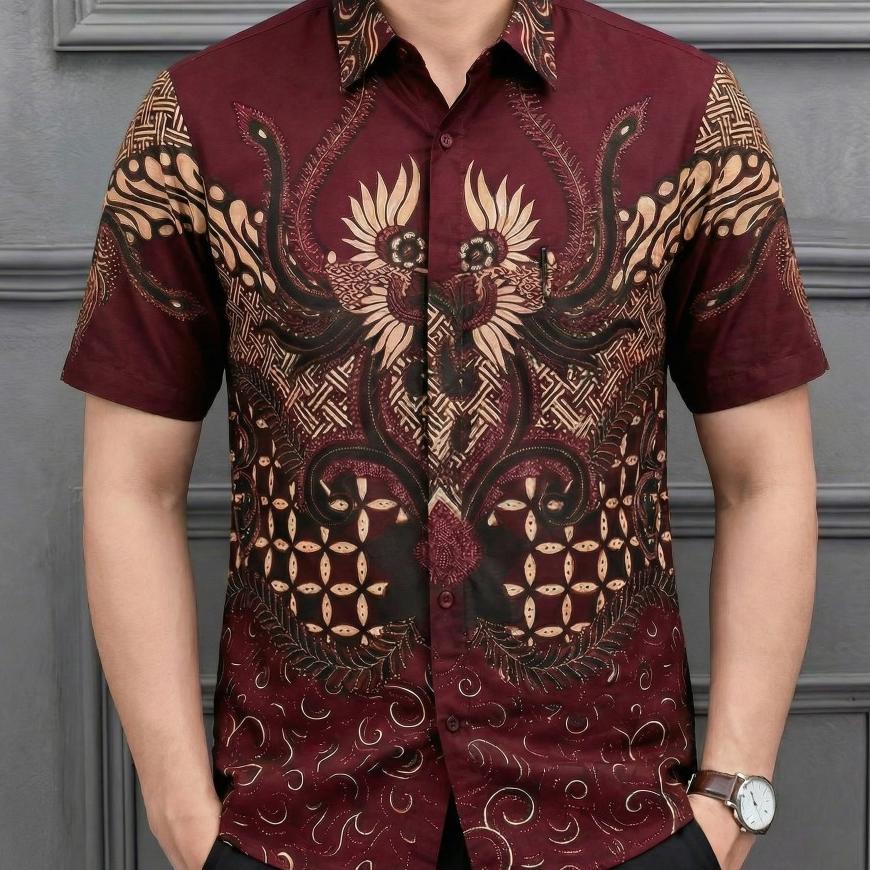 Raw And Denim Kemeja Batik Pria Lengan Pendek