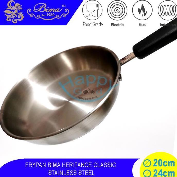BIMA HERITANCE CLASSIC 20-24CM FRYPAN | PANCI PENGGORENGAN INDUKSI STAINLESS SUS304