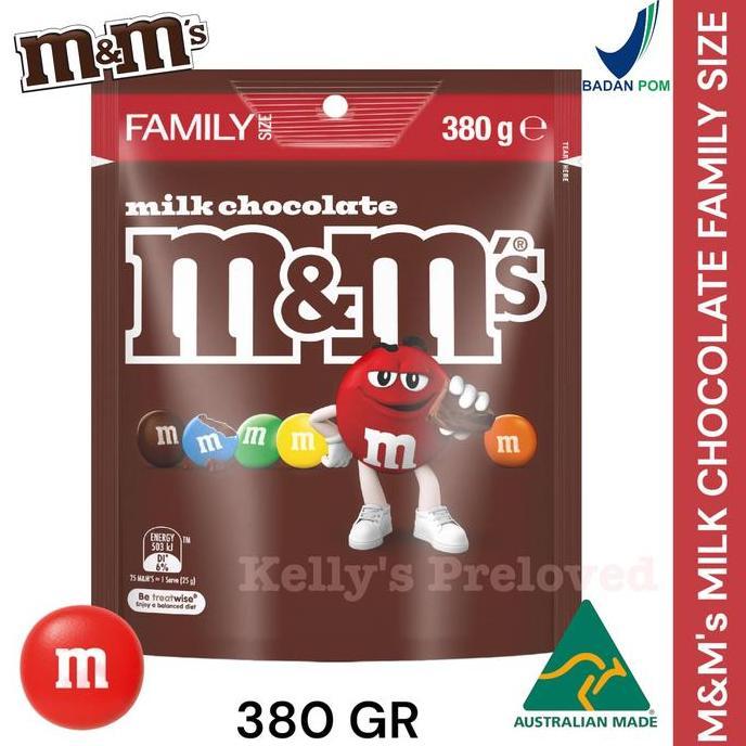 M&M'S FAMILY SIZE 380 GR | M&M MILK CHOCOLATE CANDIES | COKLAT MNM AUSTRALIA