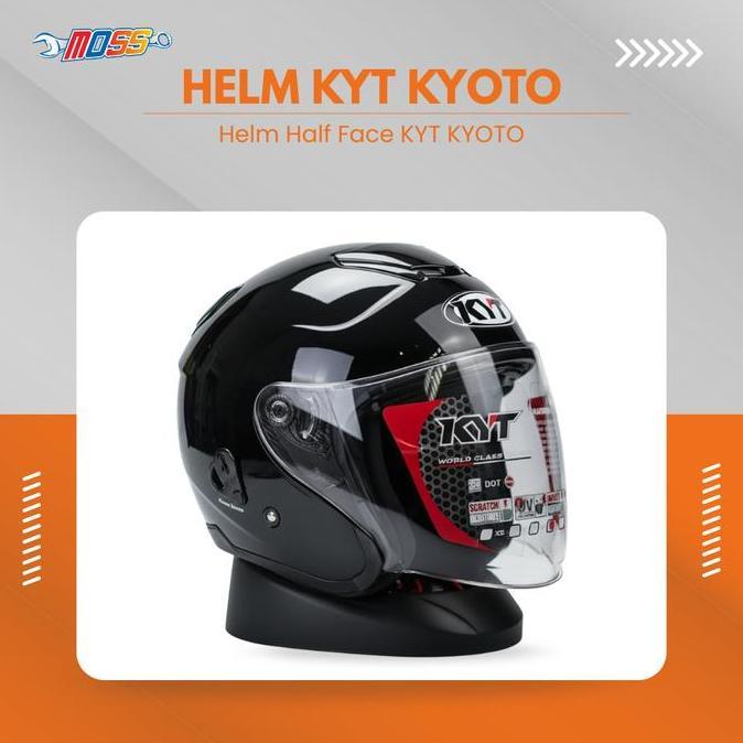 HELM HALF FACE KYT KYOTO SOLID BLACK GLOSSY | HELM HALF FACE KYT | 100% ORIGINAL PRODUCT