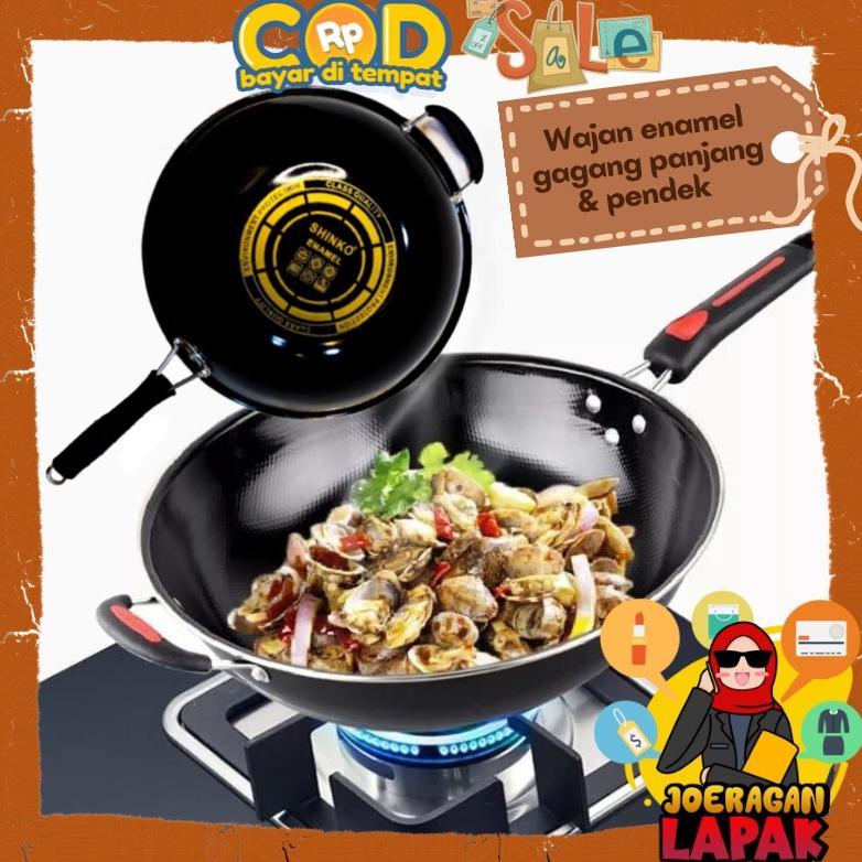 WAJAN ENAMEL GAGANG PANJANG & KUPING ANTI LENGKET PENGGORENGAN ANTI GORENG FRY PAN SHINKO NIZEN