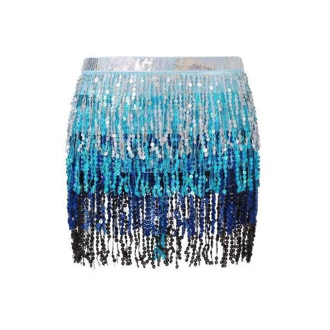 RELMARAMA Belly Dance Hip Scarf Ikat Pinggang Belly Dance Manik Rumbai Rok Belly Dance Wanita Baju B