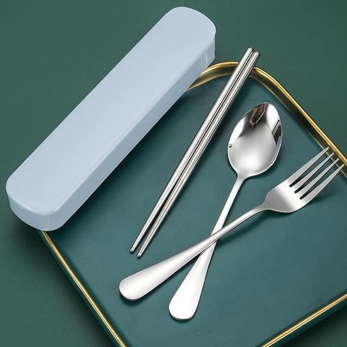 RELMARAMA Paket Sendok Set 3pcs Garpu Sumpit Makan Cutlery Travel Camping Stainless