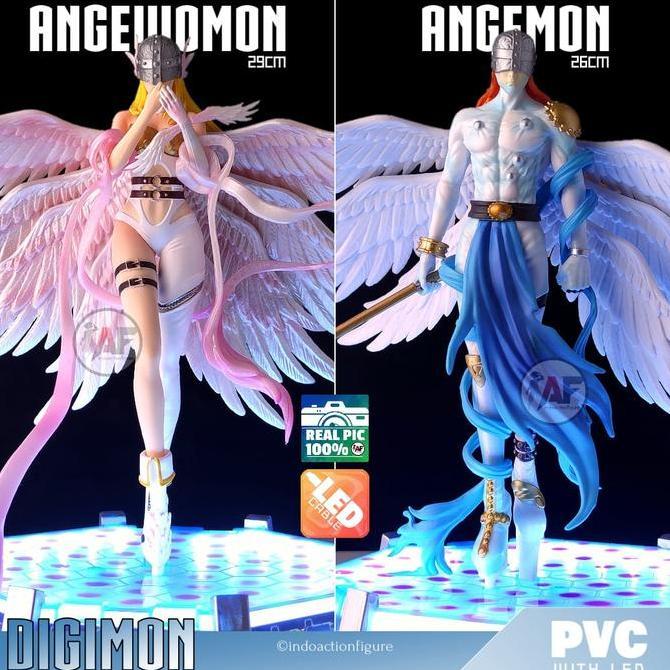 gomeya44 - statue action figure digimon angemon & angewomon moon studio design recast with led