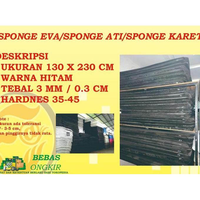 SPON KARET ATI EVA SPONGE LEMBARAN HITAM TEBAL 3 MM