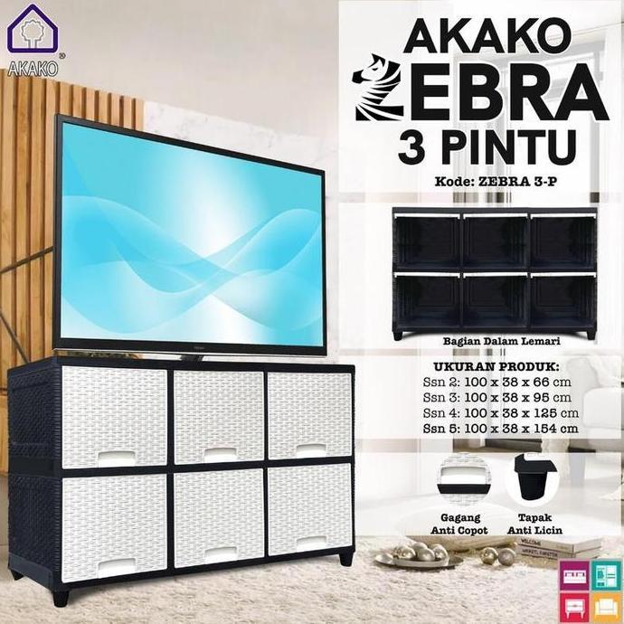 AKAKO - LEMARI PAKAIAN PLASTIK AKAKO LEMARI ZEBRA 3 PINTU SUSUN 2