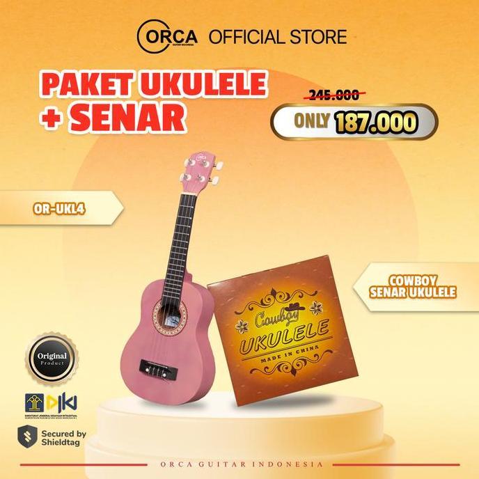[ Paket Ukulele + Senar ] Ukulele Ukl4 + Senar Ukulele Warna Putih Allshop
