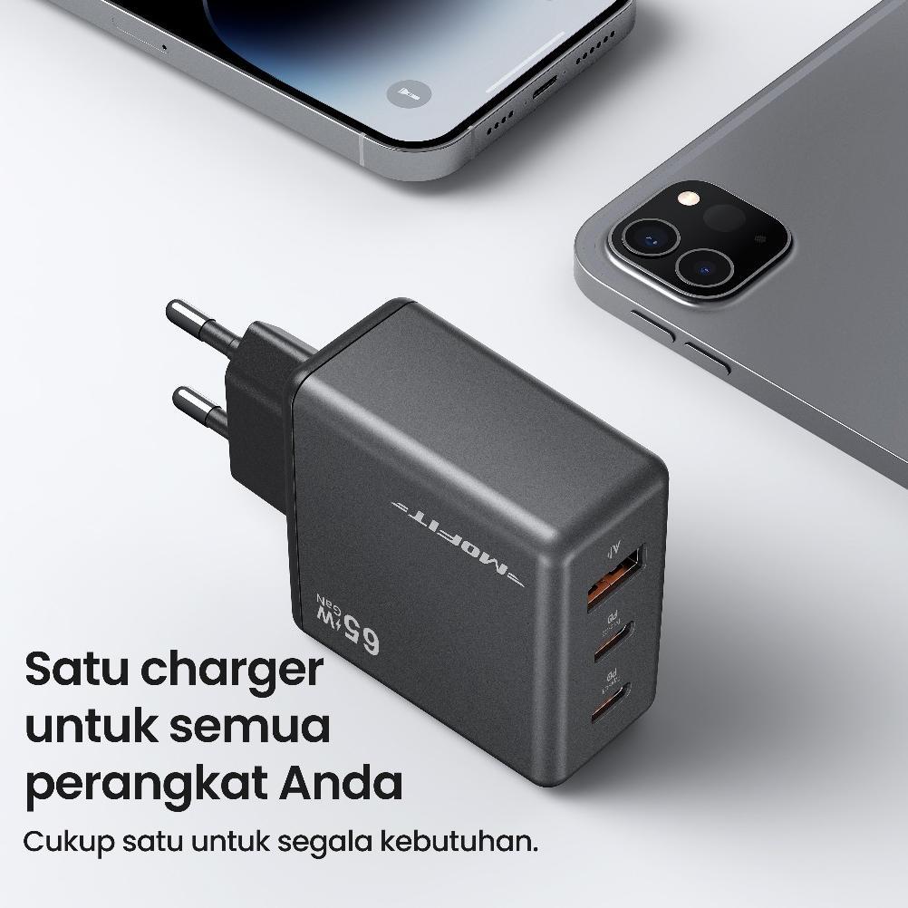 TERMURAH MOFIT CPD65 GaN PD65Watt C+C+A Charger Super Fast Charging Adaptor