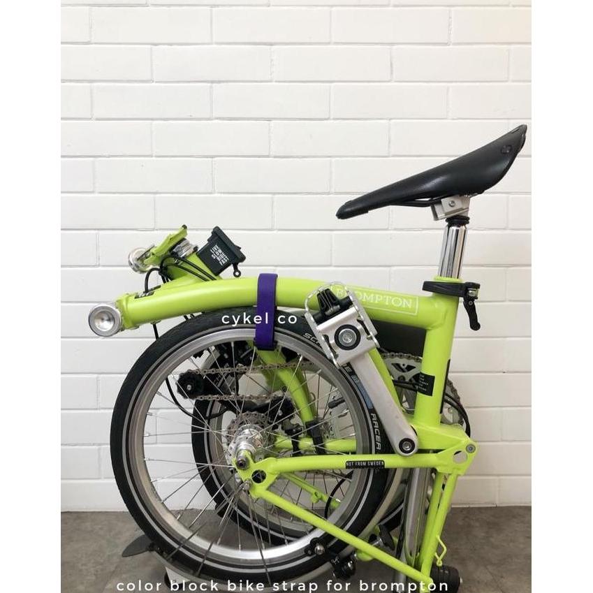 color block folding bike 16inch strap adjustable velcro