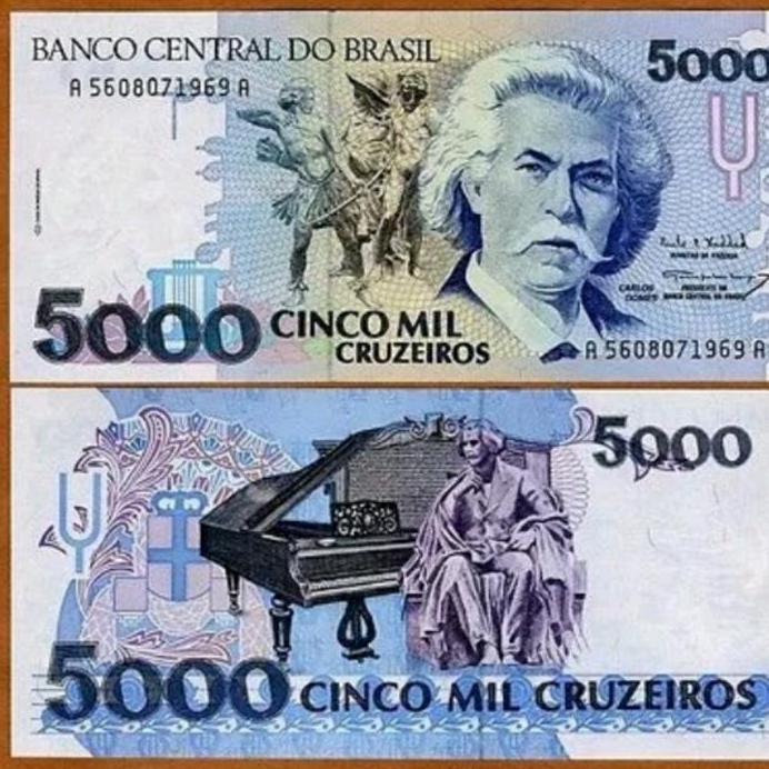 Brazil 5000 Cruzeiros 1993 Prefix. A
