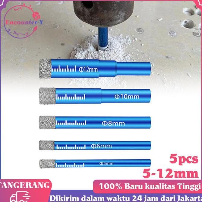 QINGACHO 5pcs Hole Saw Kaca Mata Bor Keramik Tahan Lama Mata Bor Holesaw Kaca