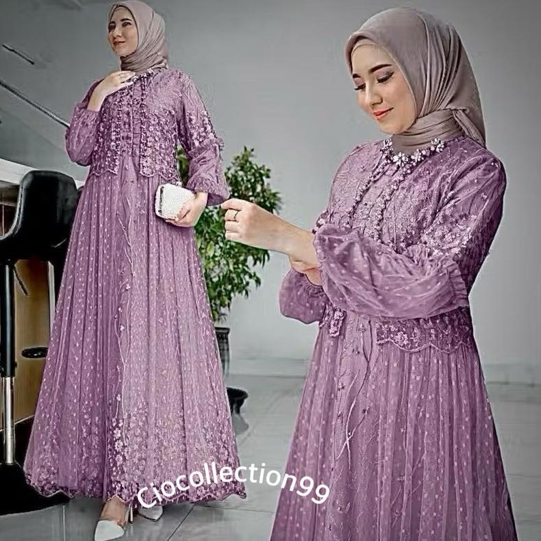 Maxi Bianka Gamis Pesta Brukat Dres Kondangan Remaja Wanita Kekinian Gamis Brukat Terlaris