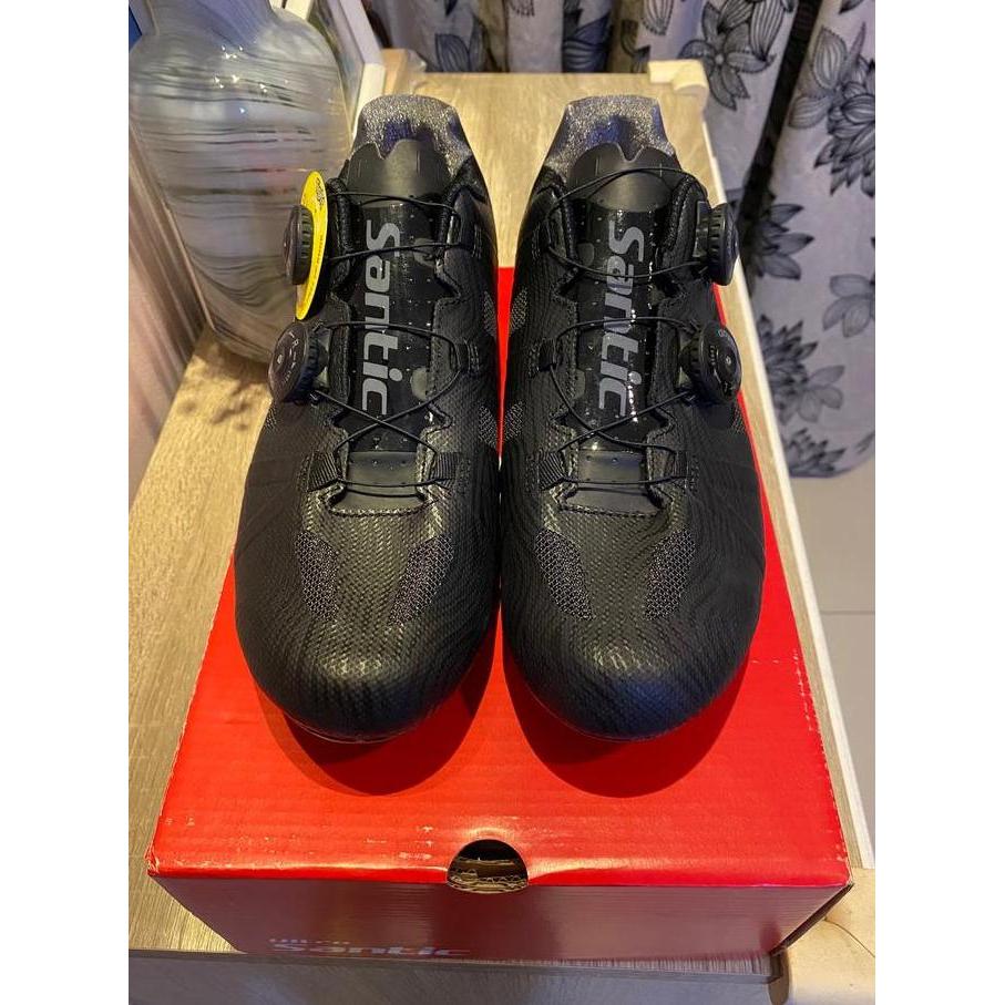 Sepatu Sepeda Santic YORK Cleat Cycling Shoes Hitam Roadbike MTB