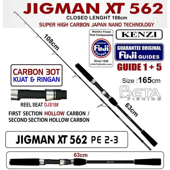 BEBAS ONGKIR - KENZI Rod Pancing Jigman XT 562 Fuji Joran Laut