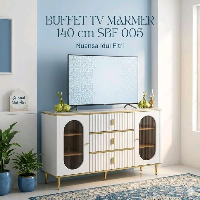 Terbaru Buffet Tv Marmer 140 Cm Buffet Credenza Marmer Meja Altar Marmer Meja Buffet Serbaguna Meja 