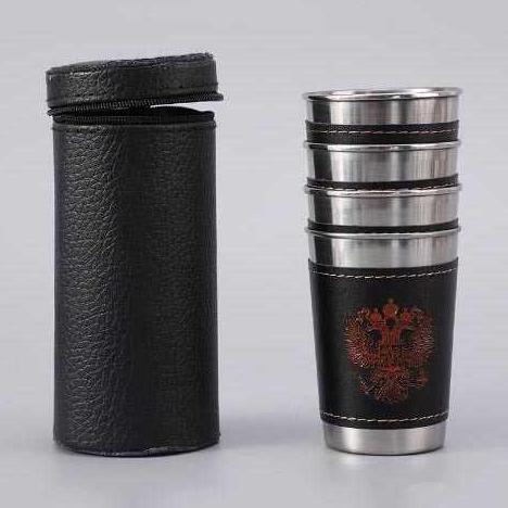 Set 4 Gelas Cangkir Sloki Mini Cup Seloki Stainless Steel Camping Travel Portable Mug