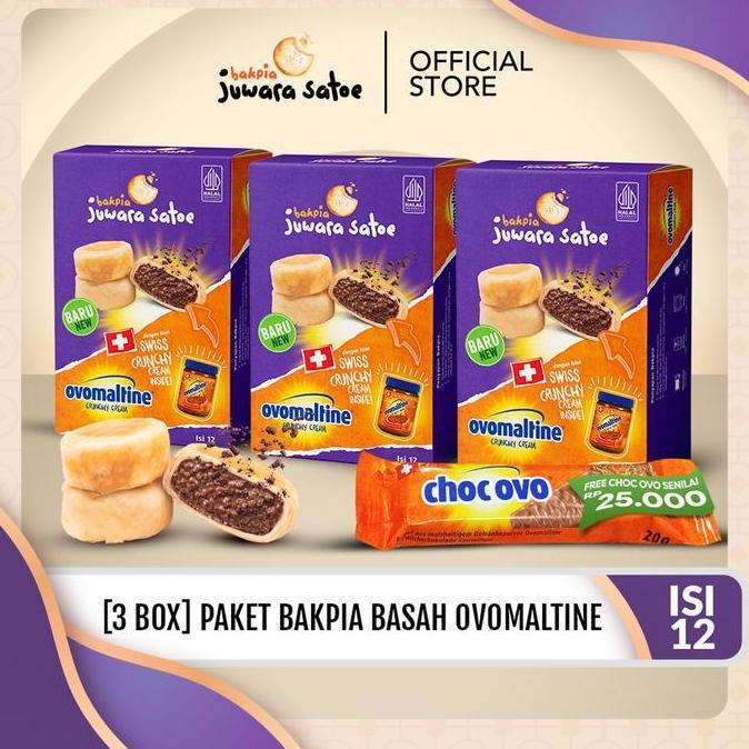 "NEW ARRIVAL DAY" JUWARA SATOE [ 3 BOX ] BAKPIA BASAH OVOMALTINE 12s  FREE CHOCOLATE OVOMALTINE - CE
