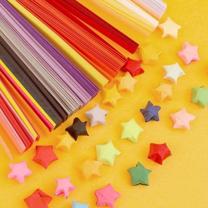 Kit- 540 Lembar Kertas Gami Strip Quilling Paper Gradient Color Kertas Berrna Lucky Star Toys