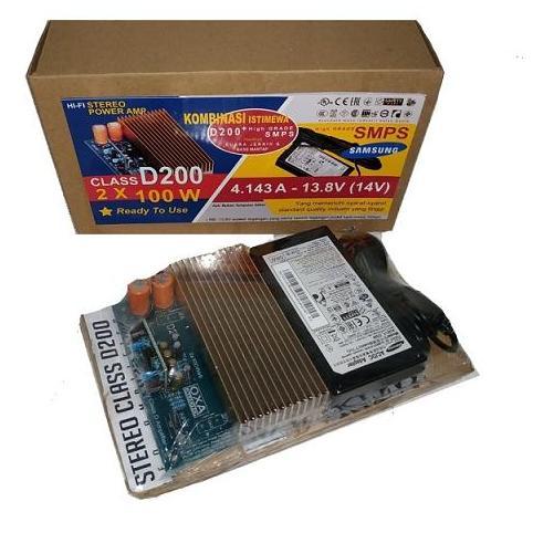 KIT POWER AMPLIFIER STEREO CLASS-D 2x100W D200 200W AMPLI 200WATT + ADAPTOR PSU SMPS 14V