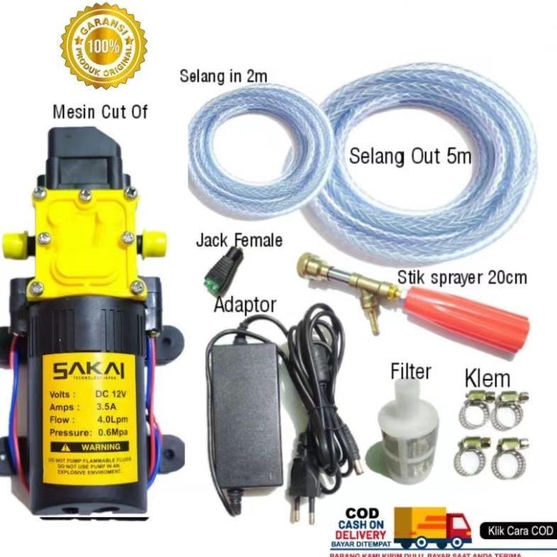 PAKET CUCI MOTOR AC MOBIL POMPA AIR DC 12V 12VOLT JET CLEANER MESIN STEAM DINAMO POMPA AIR DC 12V 12