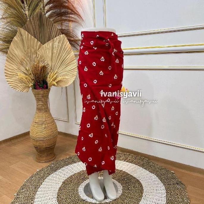 [] Rok Lilit, Rok Cewek Lilit Motif Jumputan | Warna Marun dan Merah Cabe