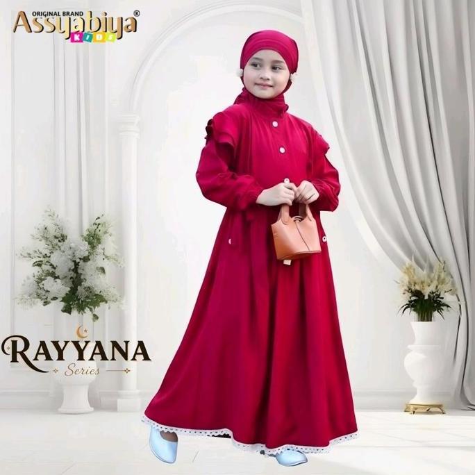 [ RAYYANA series ] Baju gamis muslim Anak Wanitabahan Linen+ Pashmina Ceruty Nyaman
