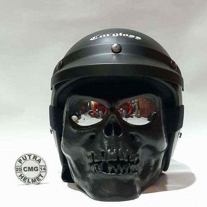 PROMO PAKET HELM CARGLOSS CFM RETRO GOOGLE MASK TENGKORAK