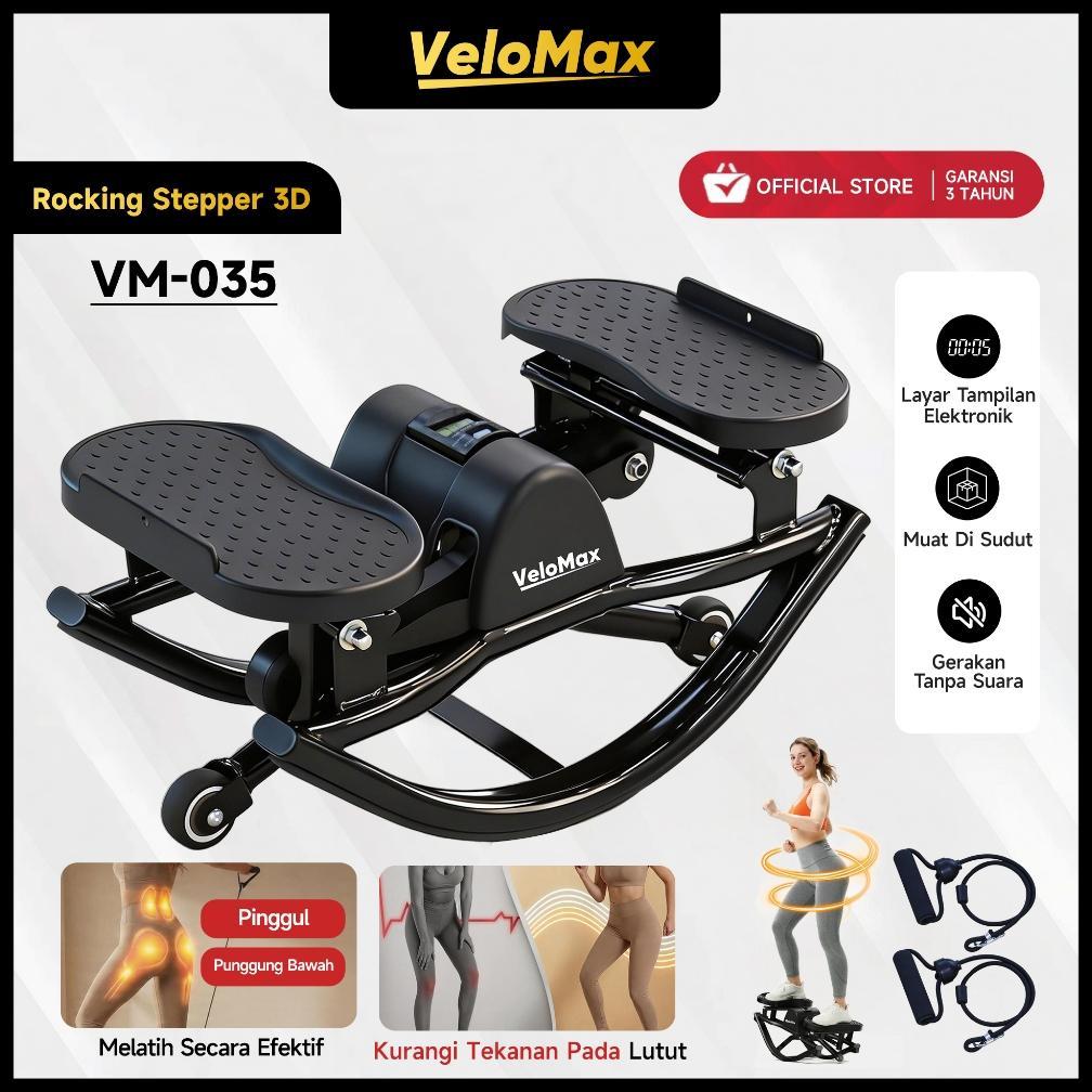 VeloMax Rocking Stepper Gerakan 3D Multifungsi Alat Olahraga Rumah Tali Resistance Hitam