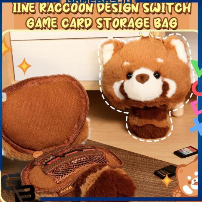 IINE RACCOON DESIGN SWITCH GAME CARD STORAGE BAG / CARTRIDGE CASE / IINE RACOON