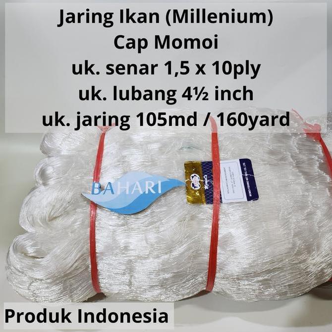 Jaring Ikan Momoi Millenium 10ply - 4 1/2" 105/160 (Multi Monofilament Net benang 1,5G 10ply)