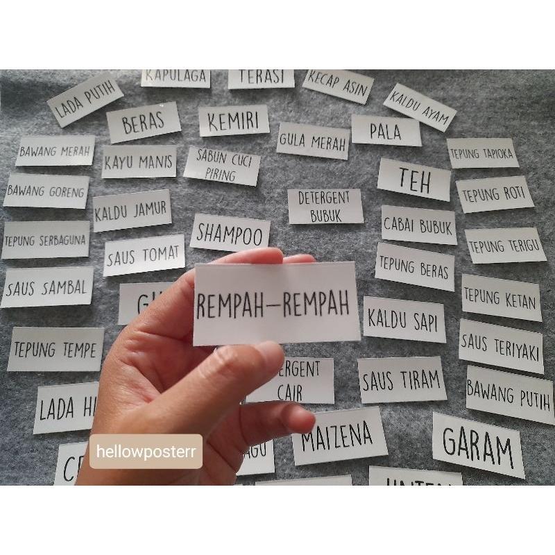 (Isi 72 Stiker) Stiker Label Bumbu Dapur Terlengkap Transparan Anti Air