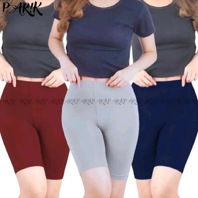 Paket (Isi 3) Celana Shot Spandex Licin Standar Jumbo Super Jumbo Wanita Tebal Legging Pendek Dewasa